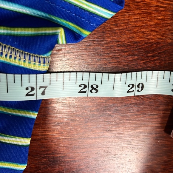 Reel Legends Womens Rash Guard 2X Blue Lime Stripes Stretch Zip Pocket 100% Poly - Picture 9 of 11